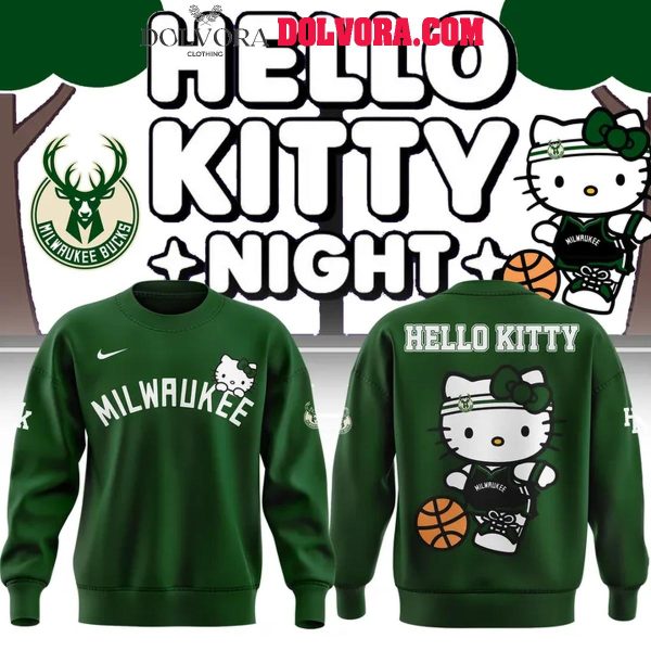 Milwaukee Bucks NBA Celebrating Hello Kitty 50 Years 2025 Hoodie T-Shirt