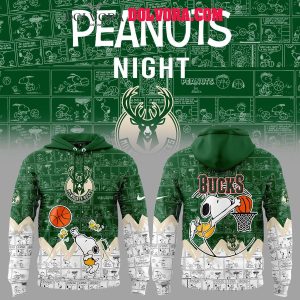 Milwaukee Bucks Snoopy Basketball 75th Anniversary Peanuts Hoodie T-Shirt