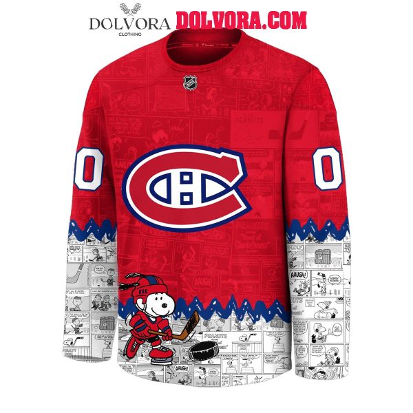 Montreal Canadiens Peanuts Snoopy 75th Anniversary Personalized Hockey Jersey