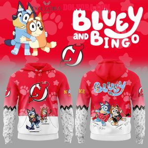 New Jersey Devils Bluey 2025 Anniversary Time Hockey Hoodie T-Shirt