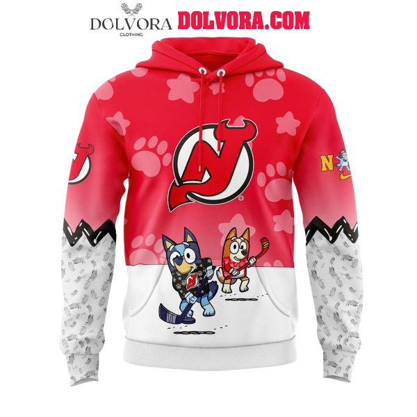 New Jersey Devils Bluey 2025 Anniversary Time Hockey Hoodie T-Shirt