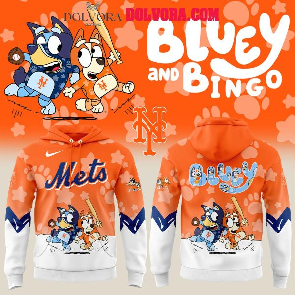 New York Mets 2025 MLB Team Bluey And Bingo Celebration Hoodie T-Shirt