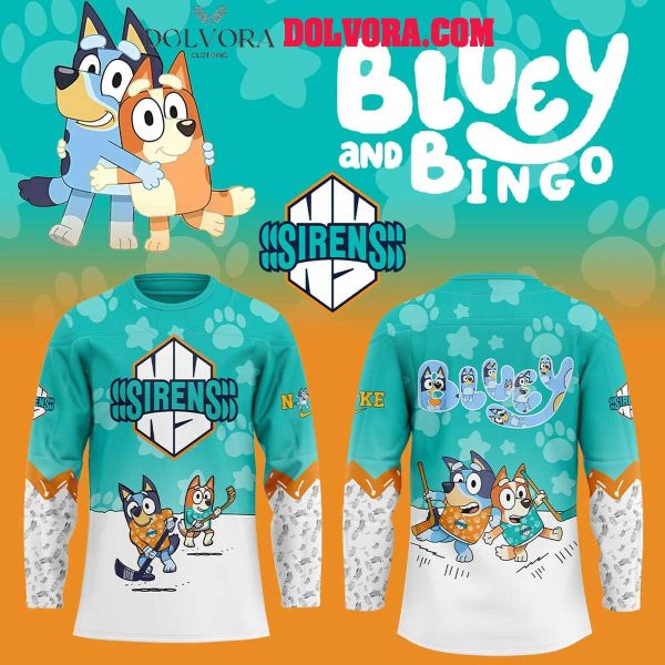 New York Sirens Bluey 2025 With Bingo Heelers Personalized Hockey Jersey