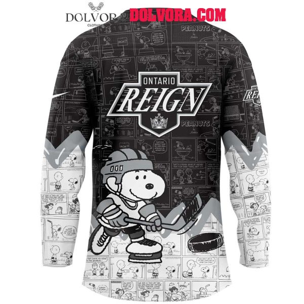 Ontario Reign Snoopy Time 75th Anniversary Of Peanuts Hockey Jersey