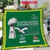 Philadelphia Eagles Super Bowl 2025 Champions 2X Fleece Blanket Quilt