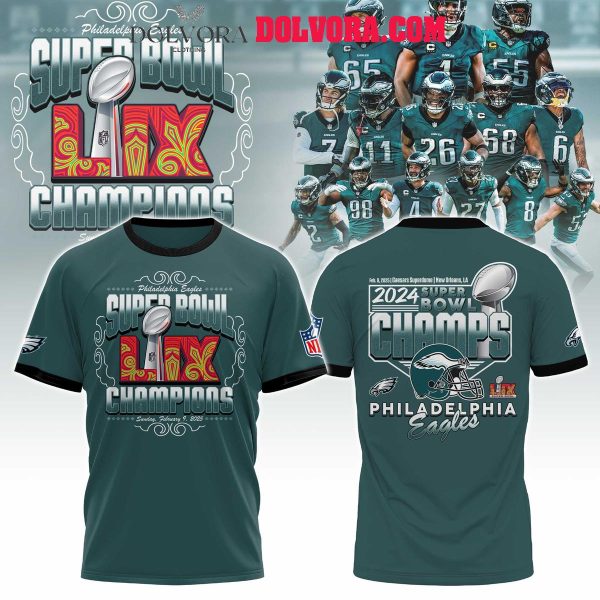 Philadelphia Eagles 2025 NFL Super Bowl LIX Champions Hoodie T-Shirt