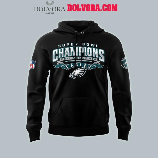 Philadelphia Eagles 2025 Super Bowl Champions Football Black Hoodie T-Shirt