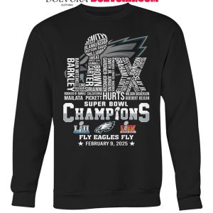 Philadelphia Eagles 2025 Super Bowl LIX Champions Fly Eagles Fly Tshirt