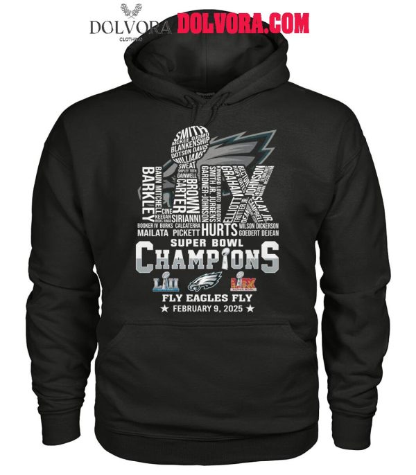 Philadelphia Eagles 2025 Super Bowl LIX Champions Fly Eagles Fly Tshirt