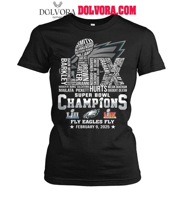 Philadelphia Eagles 2025 Super Bowl LIX Champions Fly Eagles Fly Tshirt