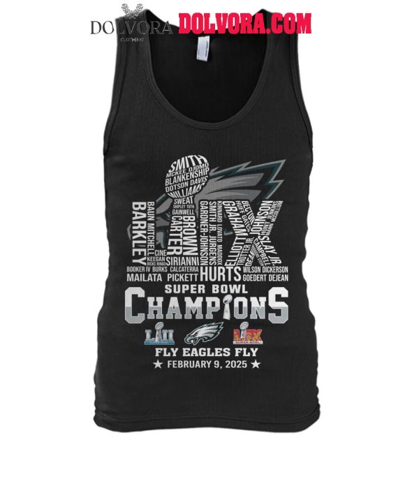 Philadelphia Eagles 2025 Super Bowl LIX Champions Fly Eagles Fly Tshirt