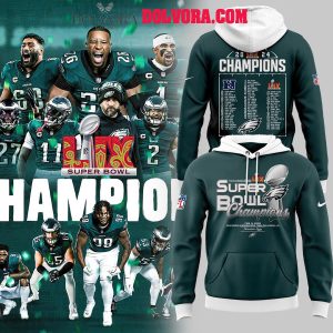 Philadelphia Eagles 2025 Super Bowl LIX Champions Player List Hoodie Tshirt