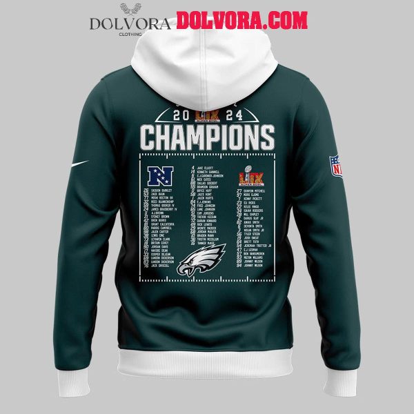 Philadelphia Eagles 2025 Super Bowl LIX Champions Player List Hoodie Tshirt