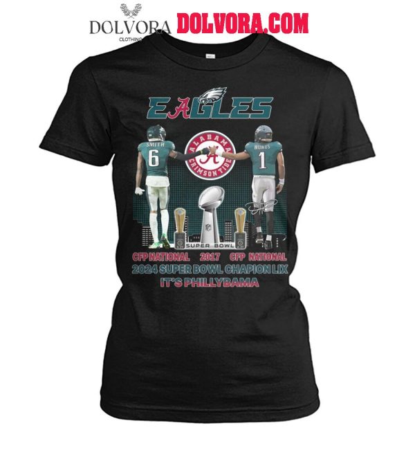 Philadelphia Eagles Alabama Crimson Tide 2024 Super Bowl Phillybama T-Shirt