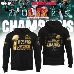 Philadelphia Eagles Champions Of Super Bowl LIX 2025 2X Time Hoodie Tshirt