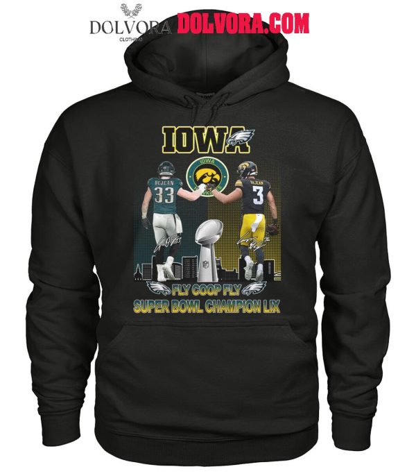 Philadelphia Eagles Iowa Hawkeyes DeJean Fly Coop Fly Super Bowl Champions LIX T-Shirt