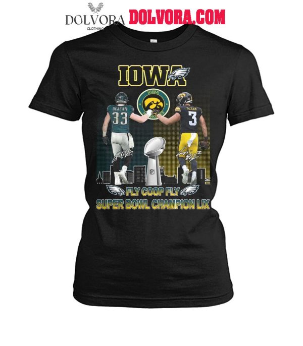 Philadelphia Eagles Iowa Hawkeyes DeJean Fly Coop Fly Super Bowl Champions LIX T-Shirt