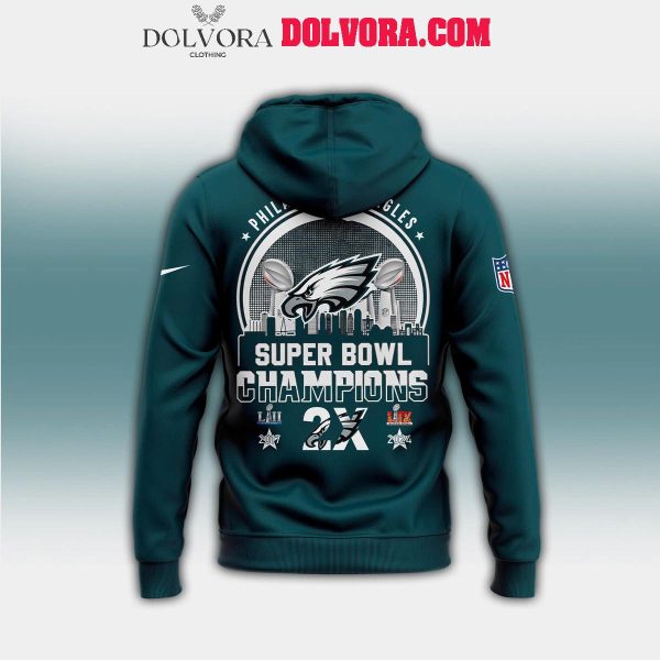 Philadelphia Eagles NFL 2025 Second Time Super Bowl LIX Champions Hoodie Tshirt