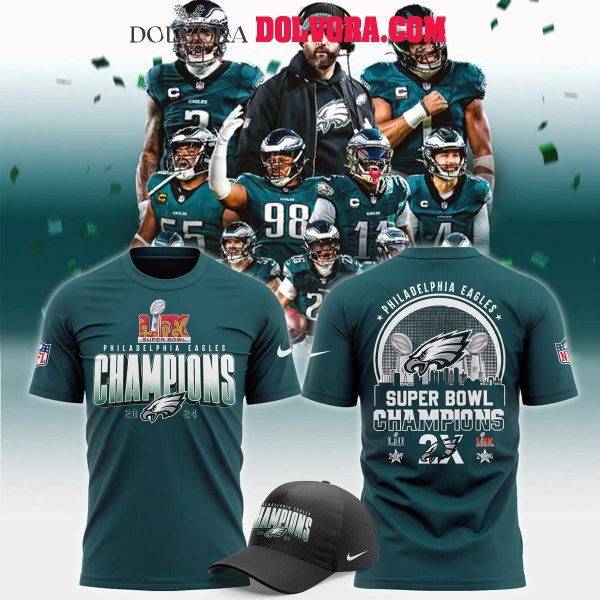 Philadelphia Eagles NFL 2025 Second Time Super Bowl LIX Champions Hoodie Tshirt