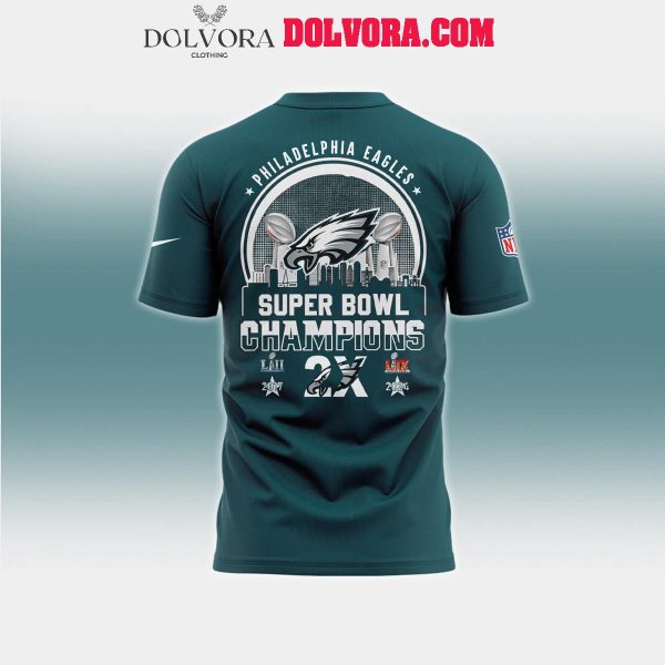 Philadelphia Eagles NFL 2025 Second Time Super Bowl LIX Champions Hoodie Tshirt