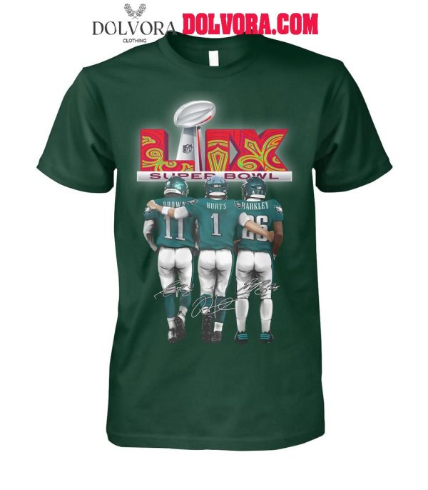 Philadelphia Eagles Saquon Barkley Jalen Hurts A. J. Brown 2025 Super Bowl Champions Shirt