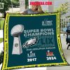 Philadelphia Eagles 2 Times Winning Super Bowl Champs Fleece Blanket Quilt