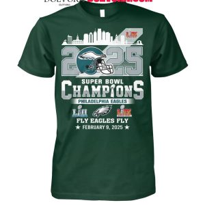 Philadelphia Eagles Super Bowl Champions 2025 Fly Eagles Fly Celebration Tshirt