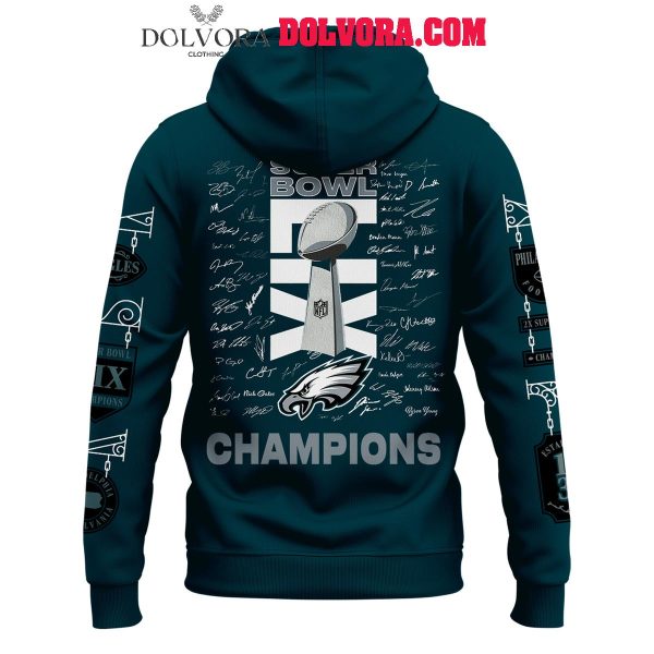 Philadelphia Eagles Super Bowl LIX 2025 Champions Football Players Sign Hoodie Tshirt