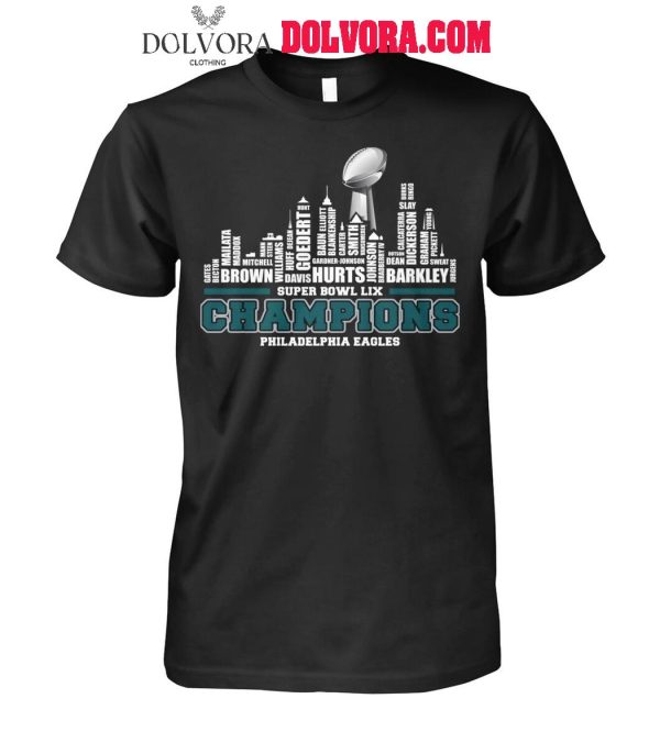 Philadelphia Eagles The Champions 2025 Super Bowl LIX Skyline Tshirt