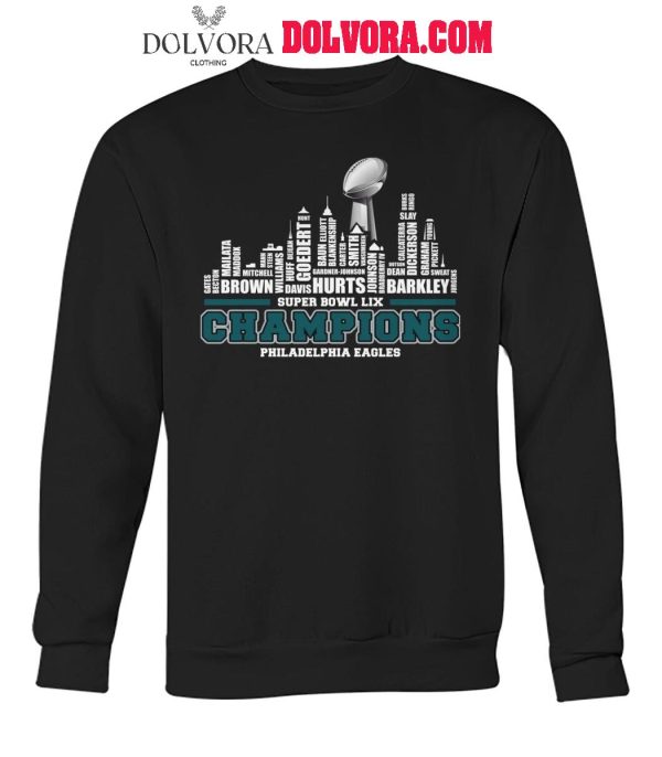 Philadelphia Eagles The Champions 2025 Super Bowl LIX Skyline Tshirt