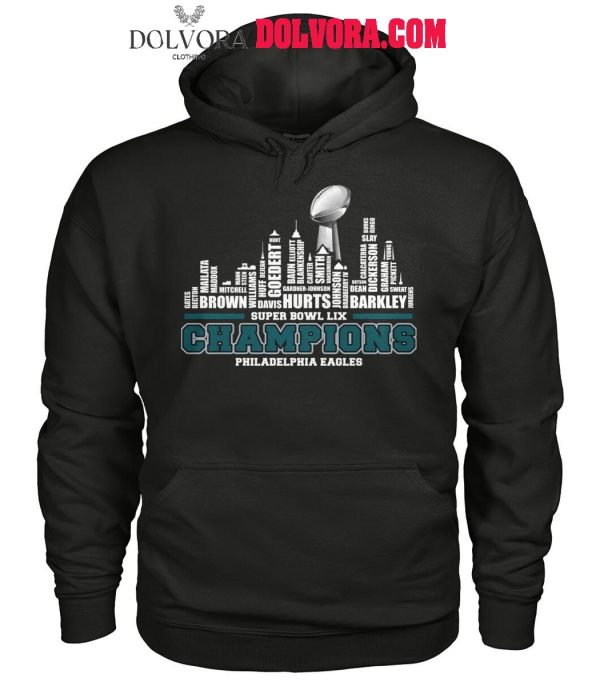 Philadelphia Eagles The Champions 2025 Super Bowl LIX Skyline Tshirt