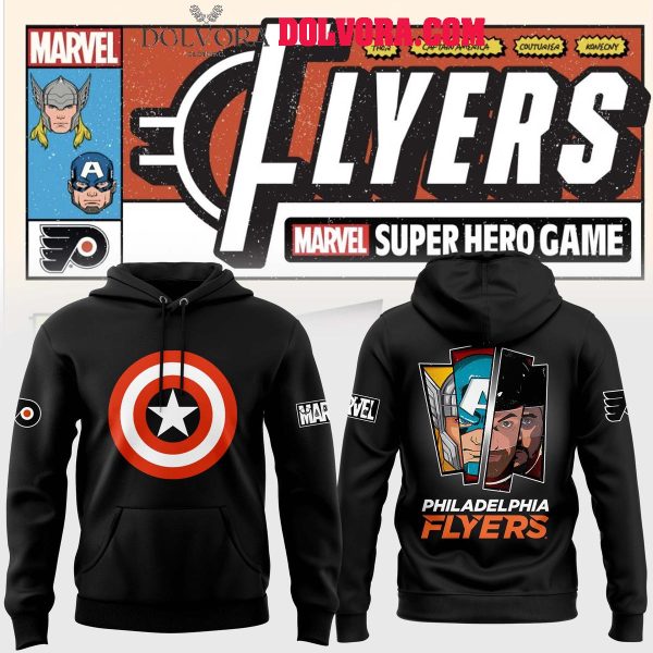 Philadelphia Flyers 2025 Marvel Super Hero Game Playtime Hoodie T-Shirt