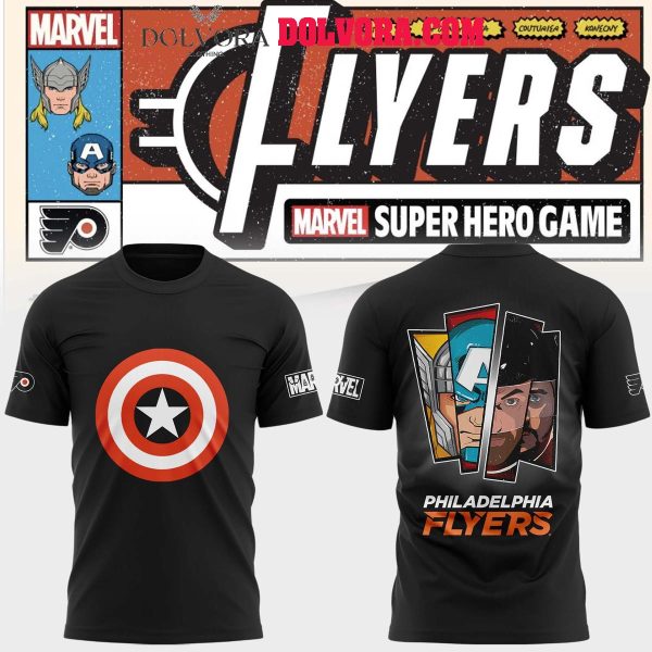 Philadelphia Flyers 2025 Marvel Super Hero Game Playtime Hoodie T-Shirt