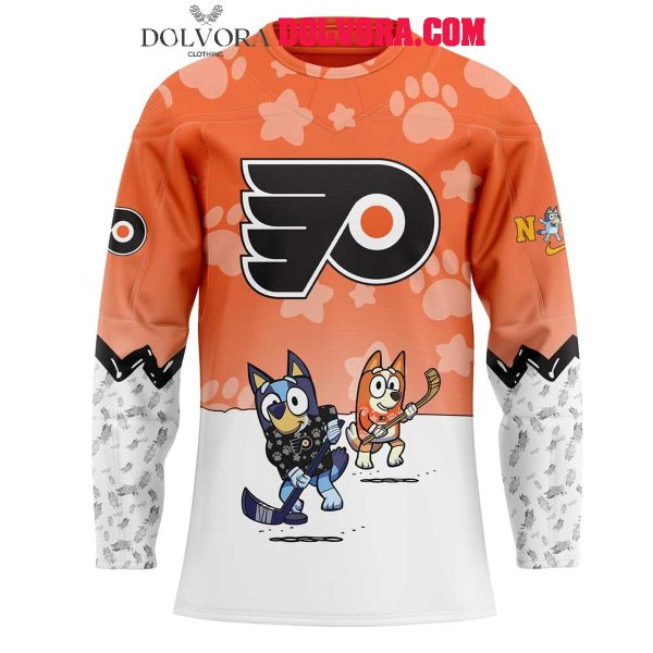 Philadelphia Flyers Bluey And Bingo 2025 Anniversary Time Personalized Hockey Jersey