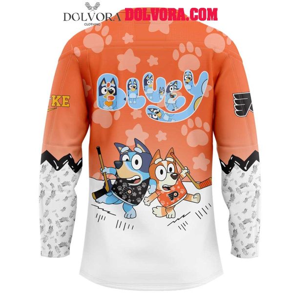 Philadelphia Flyers Bluey And Bingo 2025 Anniversary Time Personalized Hockey Jersey