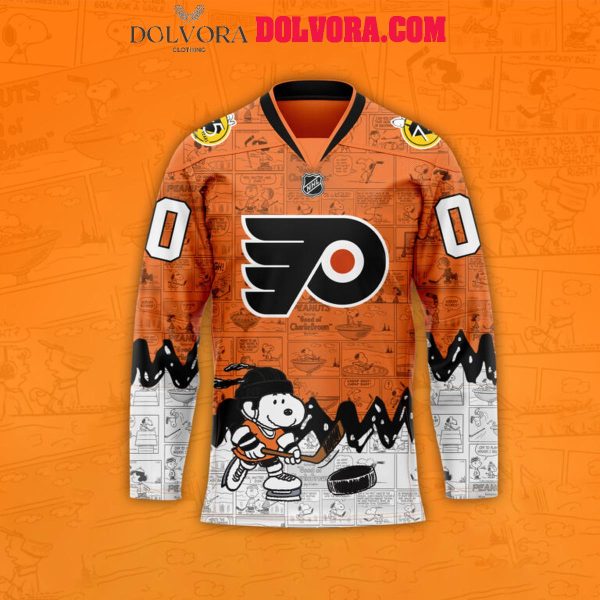 Philadelphia Flyers Snoopy 75th Anniversary Of Peanuts Personalized Hockey Jersey