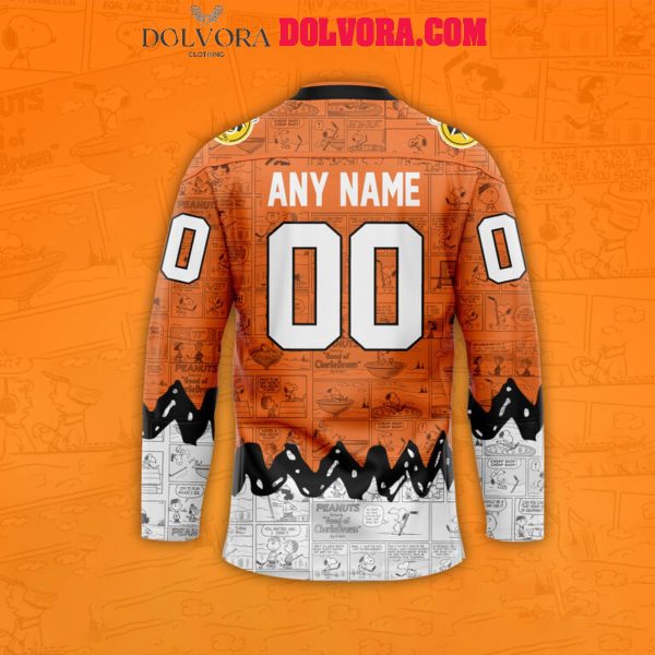 Philadelphia Flyers Snoopy 75th Anniversary Of Peanuts Personalized Hockey Jersey