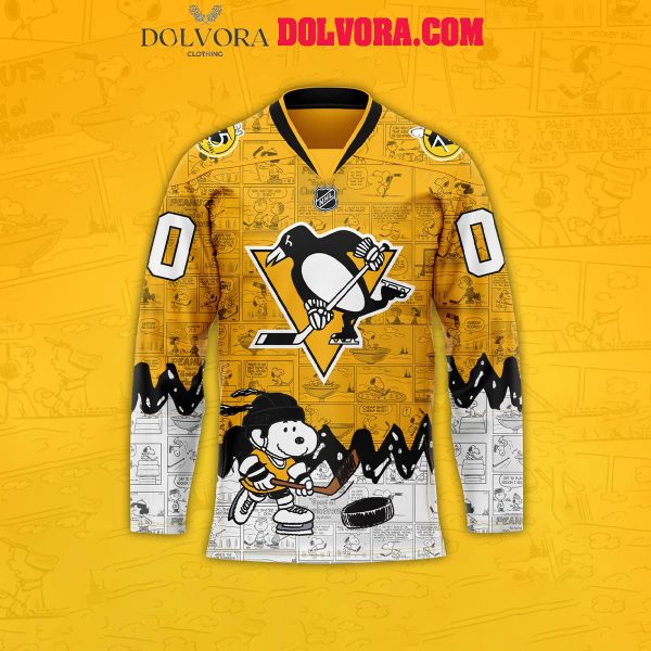 Pittsburgh Penguins Snoopy 75th Anniversary Of Peanuts Personalized Hockey Jersey