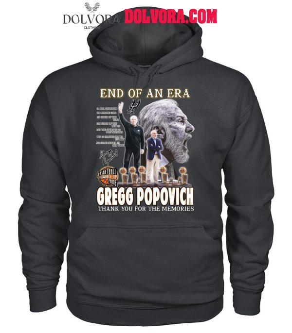 San Antonio Spurs End Of An Era Gregg Popovich 2025 Thank You T-Shirt