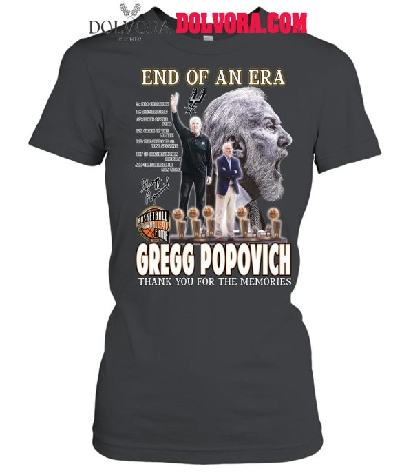 San Antonio Spurs End Of An Era Gregg Popovich 2025 Thank You T-Shirt