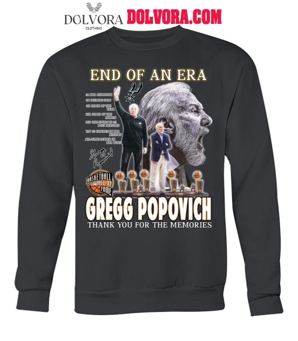 San Antonio Spurs End Of An Era Gregg Popovich 2025 Thank You T-Shirt