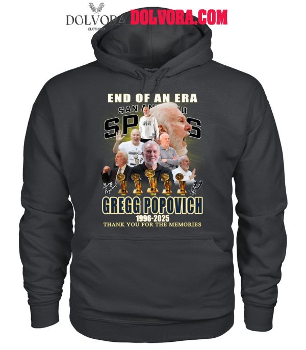 San Antonio Spurs Gregg Popovich 1996-2025 Thank You For The Era T-Shirt