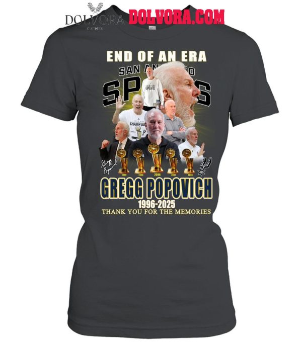 San Antonio Spurs Gregg Popovich 1996-2025 Thank You For The Era T-Shirt