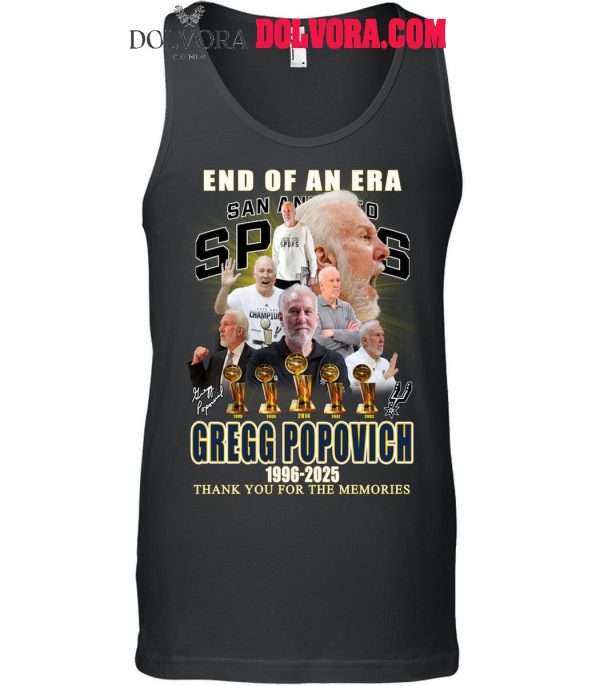 San Antonio Spurs Gregg Popovich 1996-2025 Thank You For The Era T-Shirt