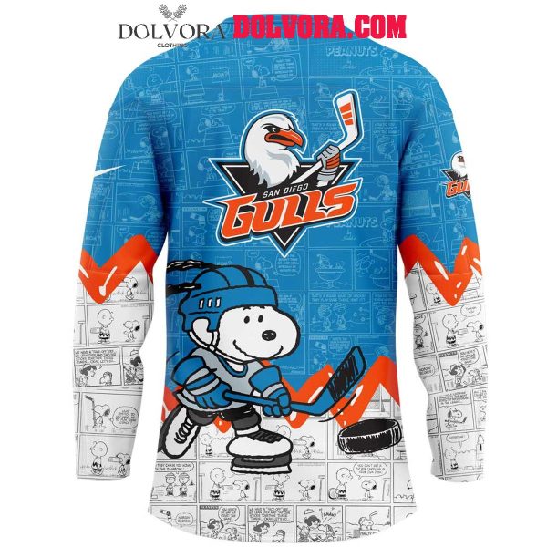 San Diego Gulls Snoopy Time 75th Anniversary Of Peanuts Hockey Jersey