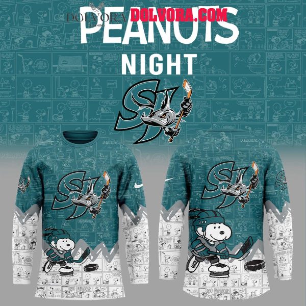 San Jose Barracuda Snoopy Time 75th Anniversary Of Peanuts Hockey Jersey