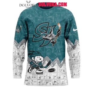 San Jose Barracuda Snoopy Time 75th Anniversary Of Peanuts Hockey Jersey