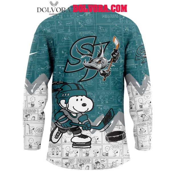 San Jose Barracuda Snoopy Time 75th Anniversary Of Peanuts Hockey Jersey