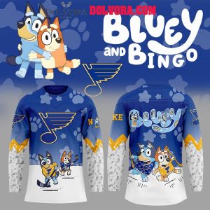 St. Louis Blues Bluey And Bingo 2025 Anniversary Time Personalized Hockey Jersey