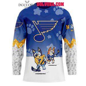 St. Louis Blues Bluey And Bingo 2025 Anniversary Time Personalized Hockey Jersey